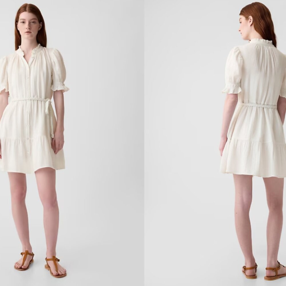 Crinkle Gauze Mini Dress Gap XS